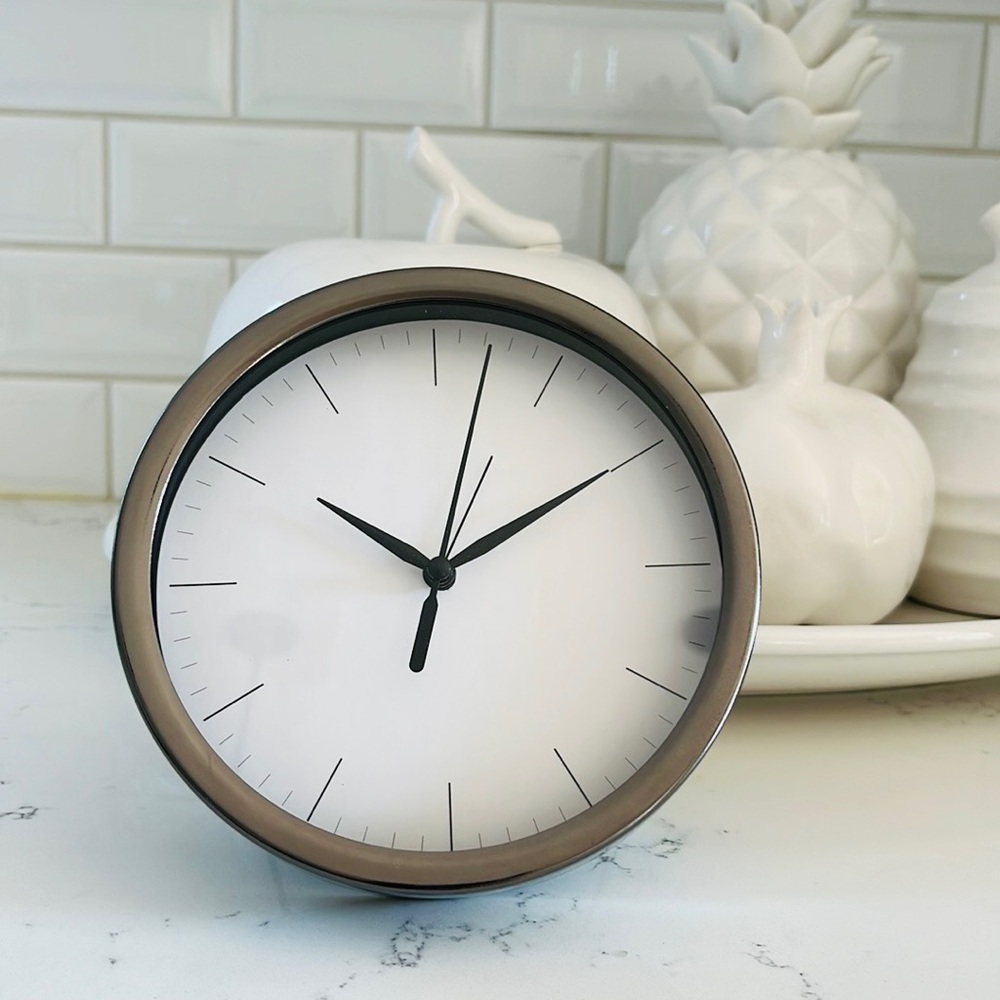 Anko Metallic Black  Modern Table Clock Alarm